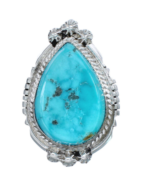 Native American Turquoise Genuine Sterling Silver Navajo Ring Size 8-3/4 AX126422